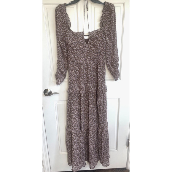 ASTR the Label Women's Boho Floral Tiered Maxi Dress Sz XS Smocking Peasant - Picture 1 of 15